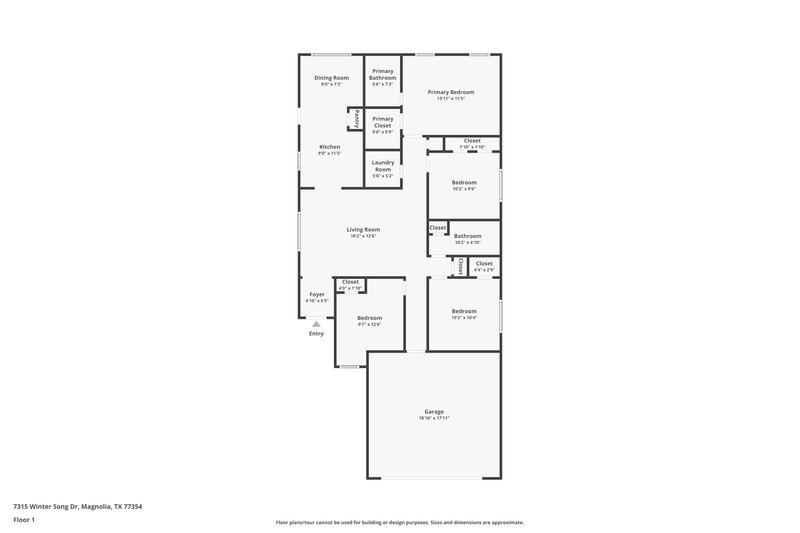 1,975/Mo, 7315 Winter Song Dr Magnolia, TX 77354 Floor Plan View