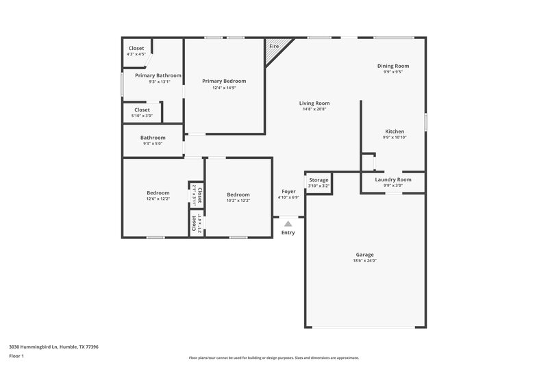 1,825/Mo, 3030 Hummingbird Ln Humble, TX 77396 Floor Plan View