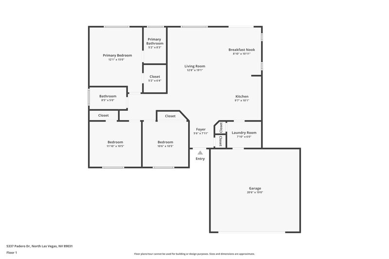 1,935/Mo, 5337 Padero Dr North Las Vegas, NV 89031 Floor Plan View