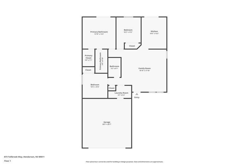 2,075/Mo, 873 Tollbrook Way Henderson, NV 89011 Floor Plan View