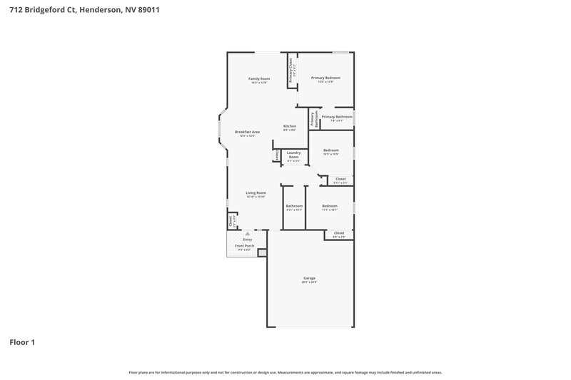 1,950/Mo, 712 Bridgeford Ct Henderson, NV 89011 Floor Plan View
