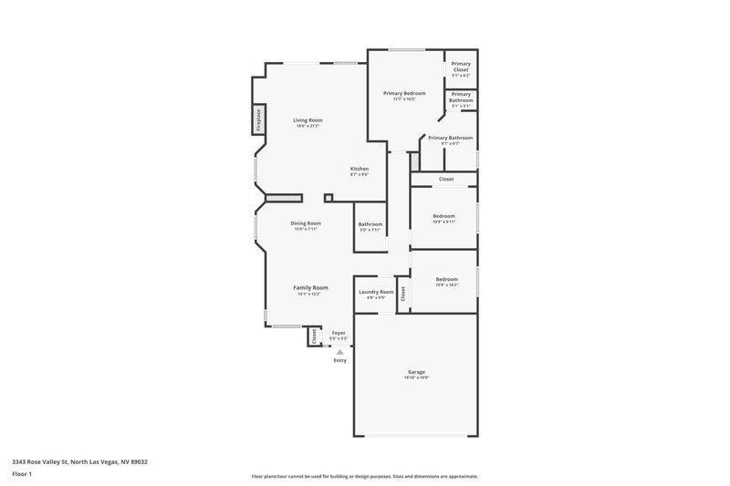 2,055/Mo, 3343 Rose Valley Street North Las Vegas, NV 89032 Floor Plan View
