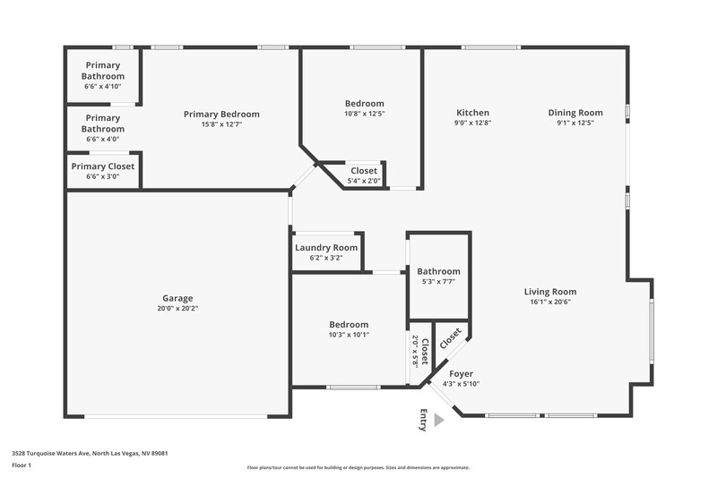 2,020/Mo, 3528 Turquoise Waters Avenue North Las Vegas, NV 89081 Floor Plan View