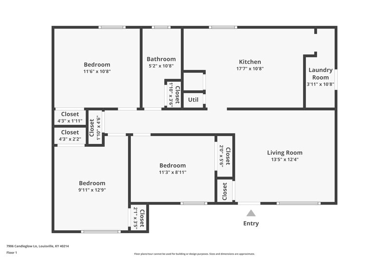 1,665/Mo, 7906 Candleglow Ln Louisville, KY 40214 Floor Plan View