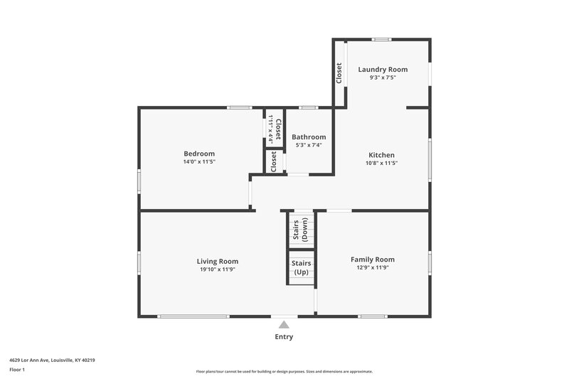 1,600/Mo, 4629 Lor Ann Ave Louisville, KY 40219 Floor Plan View 2