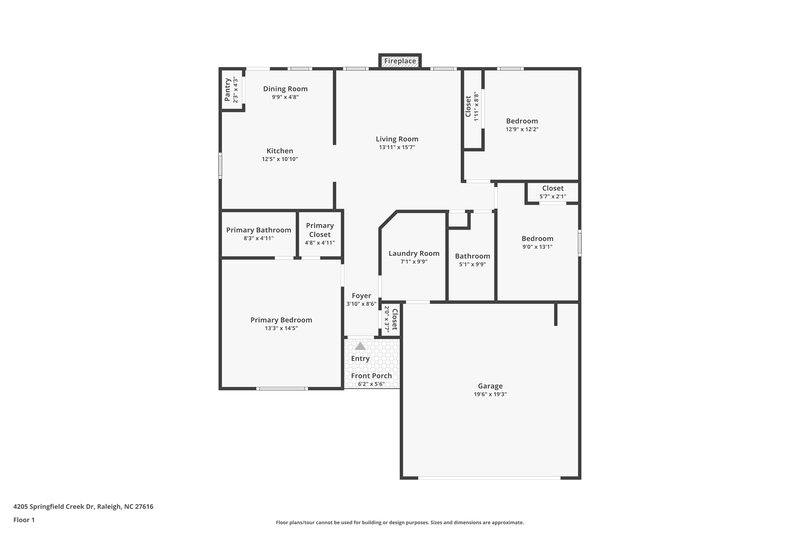 2,600/Mo, 4205 Springfield Creek Dr Raleigh, NC 27616 Floor Plan View
