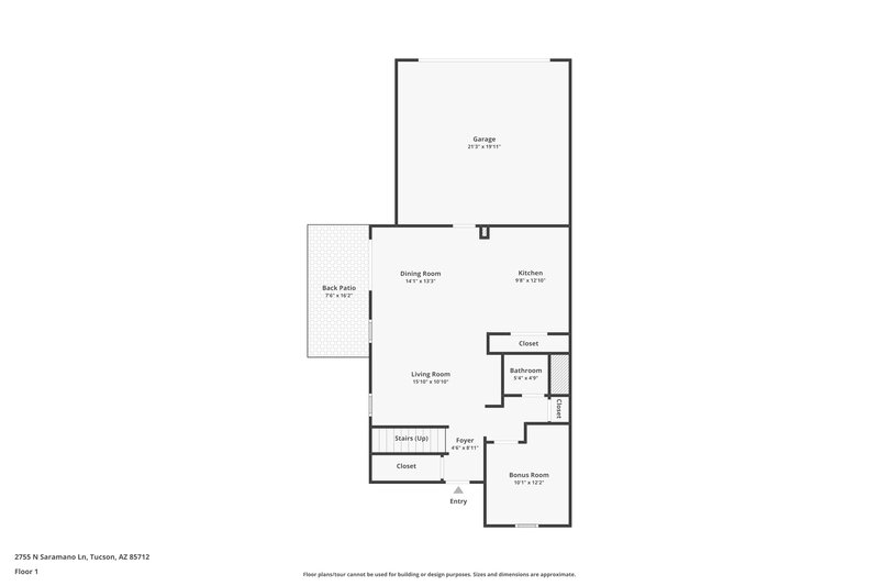 2,325/Mo, 2755 N Saramano Ln Tucson, AZ 85712 Floor Plan View