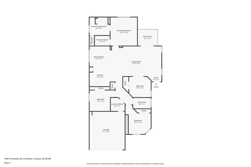 1,940/Mo, 7269 S Avenida de la Palmar Tucson, AZ 85746 Floor Plan View