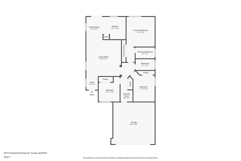1,955/Mo, 6111 N Samantha Grove Dr Tucson, AZ 85741 Floor Plan View