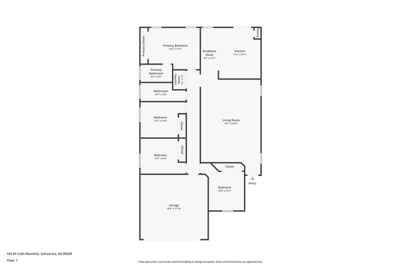 2,075/Mo, 103 W Calle Mantilla Sahuarita, AZ 85629 Floor Plan View